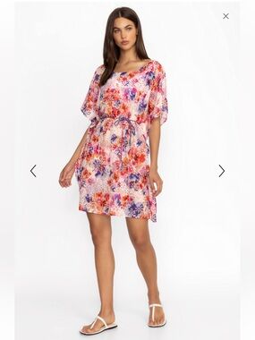 Johnny Was Summer Days Eyelet Cover Up Dress Braided Belt Size Small NWT